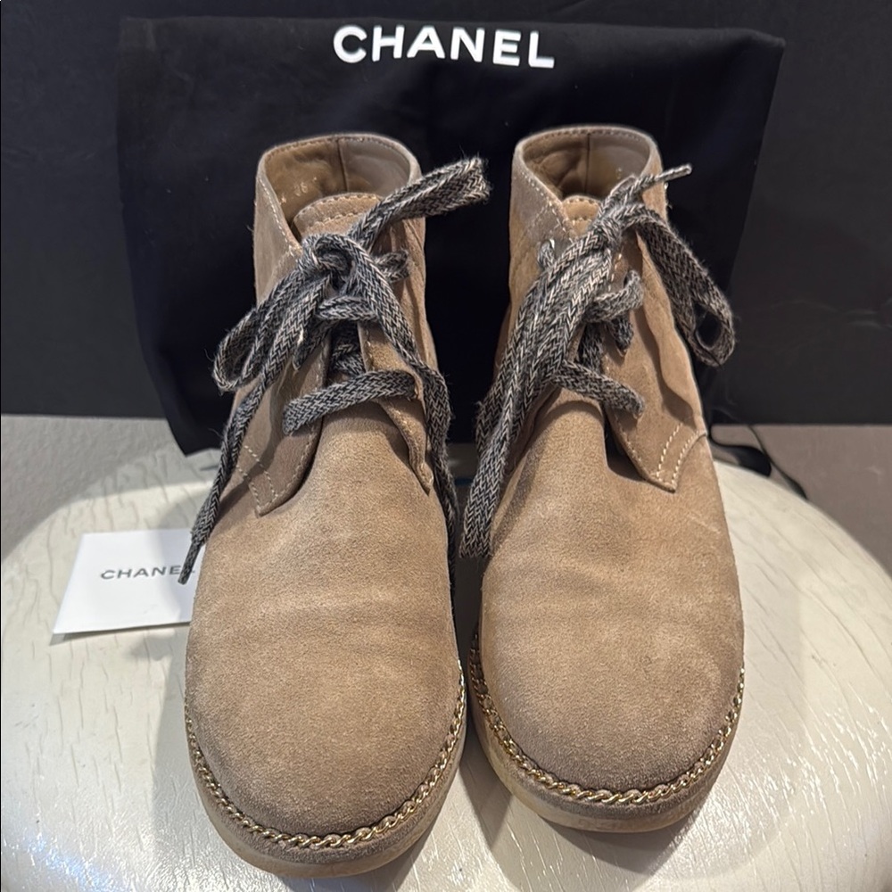 Chanel Women’s Tan Suede Boots